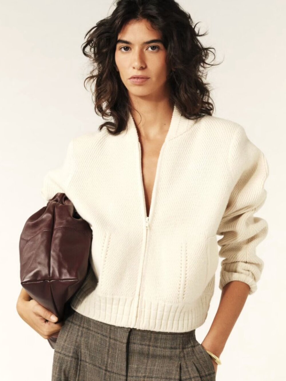 BA&SH BELEM WOOL CARDIGAN IN CREAM SIZE MEDIUM